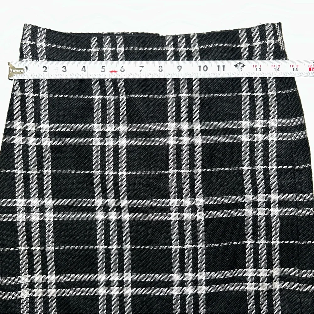 J.Crew Black White Check Plaid Mini Skirt Wool Blend Lined Preppy Classic 00